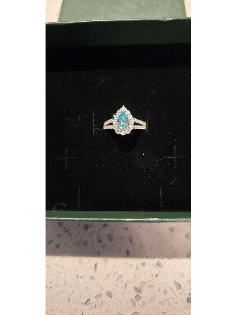 Sz 7 Seafoam Moissanite Ring set in s925